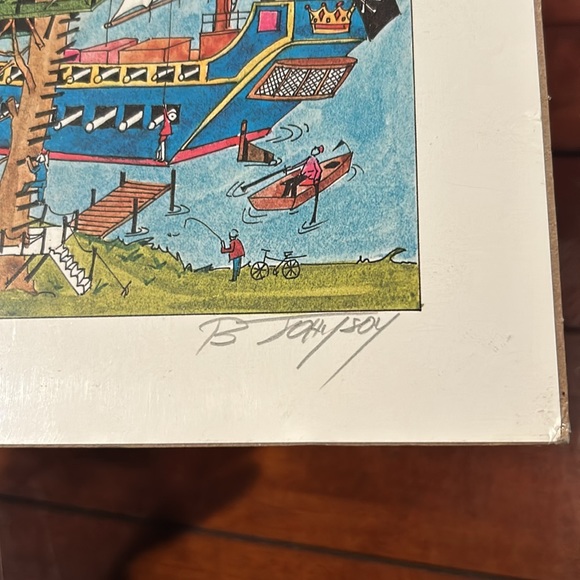 Bruce Johnson "A Special Place To Go" Print with Tree House, Pirate Ship, Castle - Picture 3 of 13